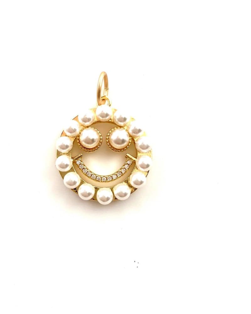 Front of a size O/S Pearl Smiley Charm in Pearl in Pearl by Karli Buxton. | dia_product_style_image_id:331208